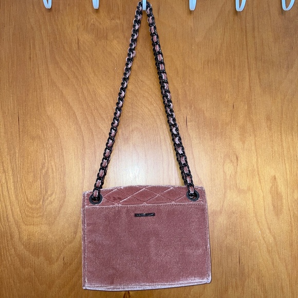 Rebecca Minkoff Quilted Blush Velvet Purse Chain Link Strap - Picture 2 of 7